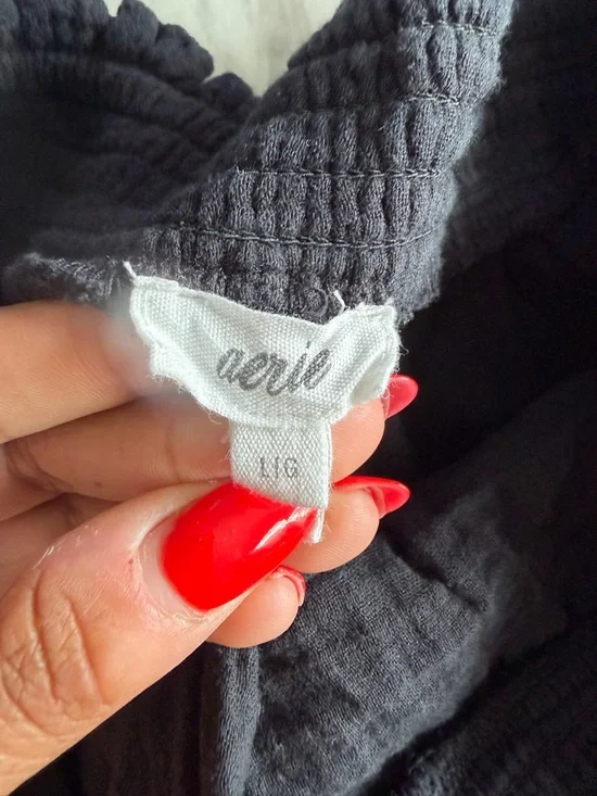 AERIE 100% Cotton Black Gauzy High Waisted Shorts with Pockets EUC L - Picture 7 of 8